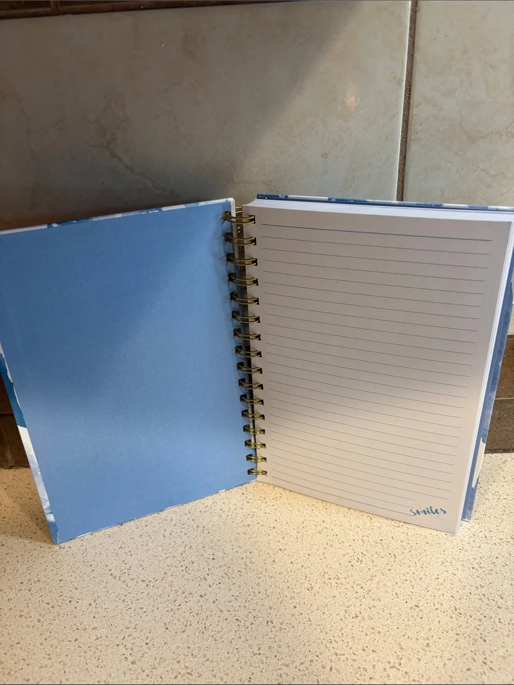 Blue Watercolor Spiral Journal with Inspirational Cover and Pen